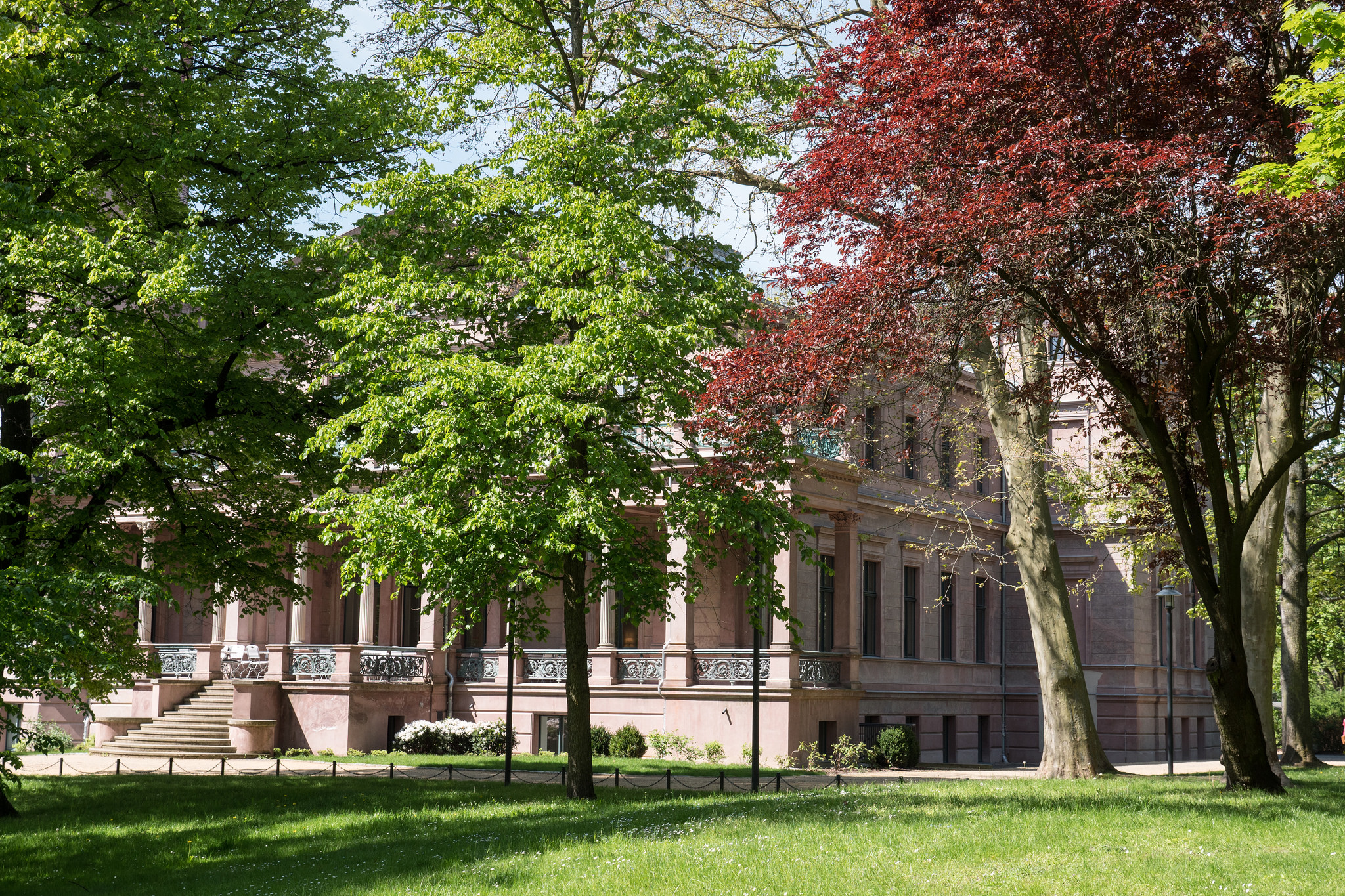 Вид на дворец из парка